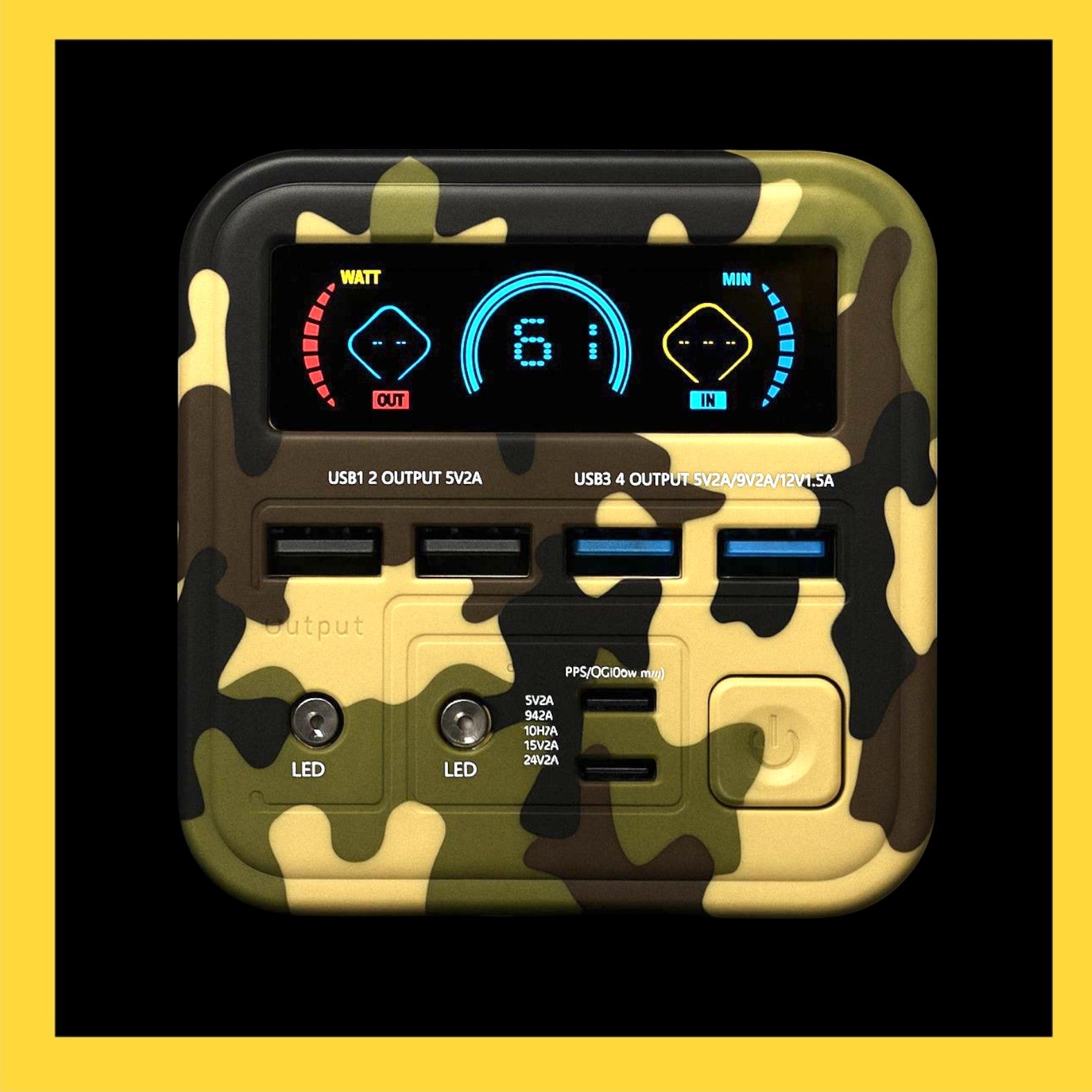 100w  Camo Style 60,000mah Powerbank laptop suited.