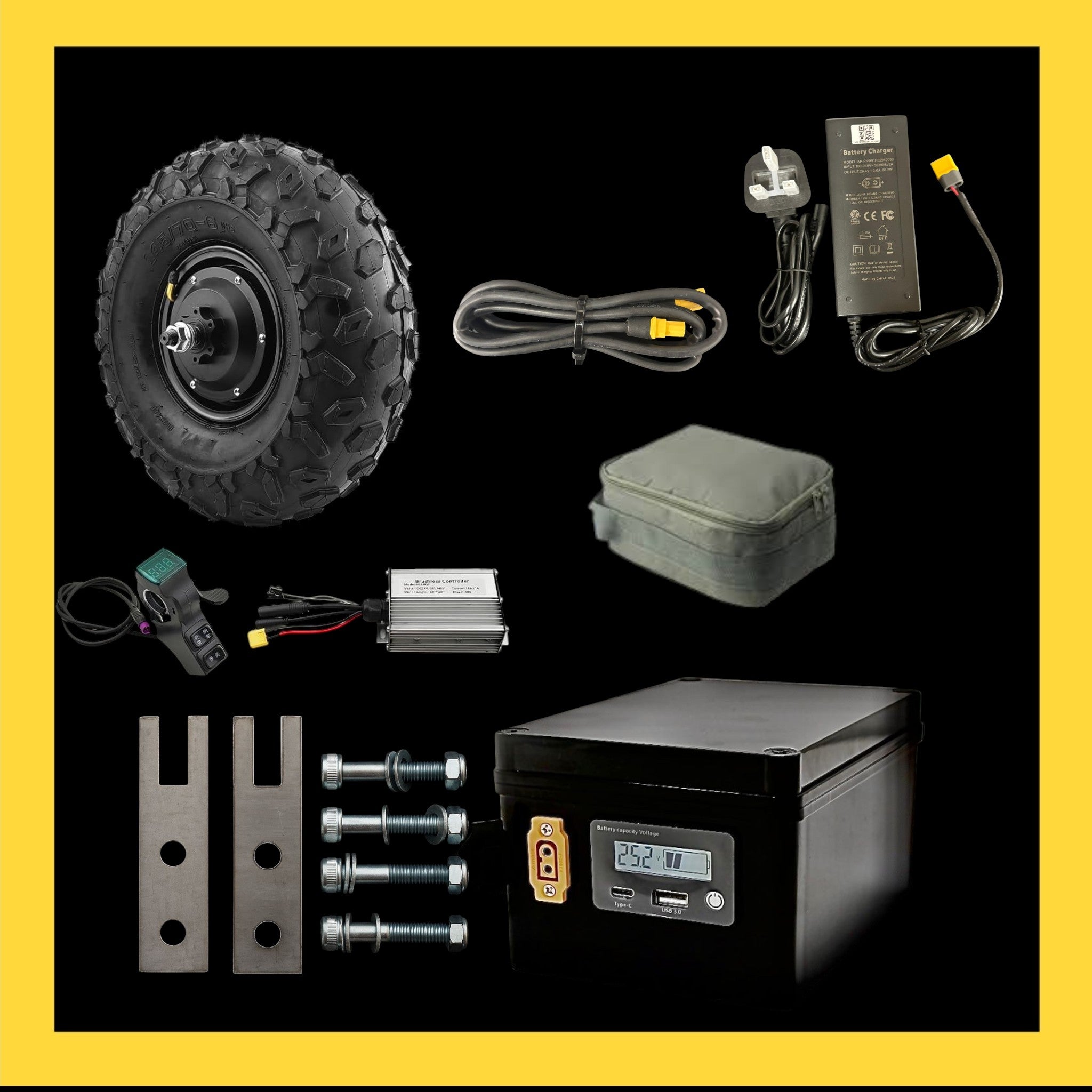 L Faster 25v 350w Barrow Converion Kit & Lithium  Battery Bundle
